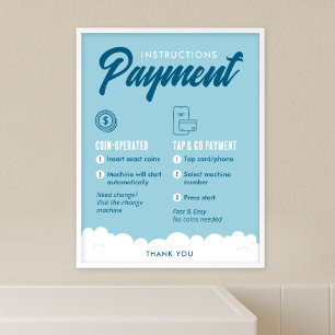 Poster Cartaz de Instruções de Pagamento para Lavanderia 
