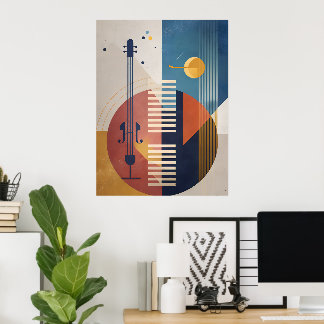 Poster Cartaz de Instrumentos de Jazz Abstratos de Meados