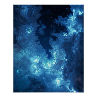 Pôster Cartaz de Inverno Lumineo Branco e Azul