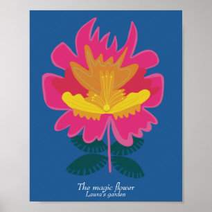 Poster Cartaz de jardim floral azul moderno personalizado