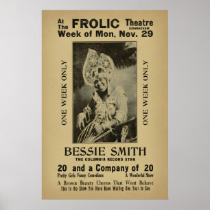 Poster Cartaz de jazz de Bessie Smith - Frolic Theatre
