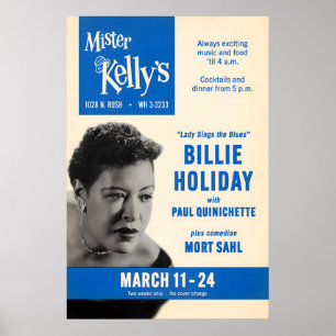 Poster Cartaz de jazz de Billie Holiday - Mister Kelly's
