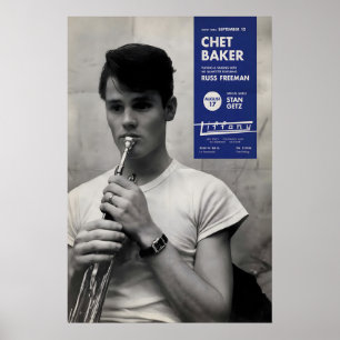 Poster Cartaz de jazz de Chet Baker - Tiffany Club - 1954