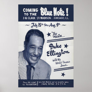 Poster Cartaz de jazz de Duke Ellington - Ao vivo no Blue