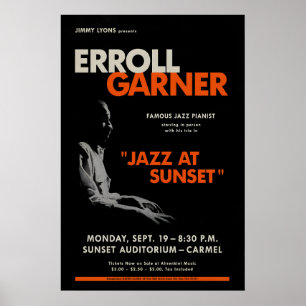 Poster Cartaz de jazz de Erroll Garner - Concerto à Beira
