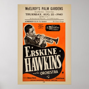 Poster Cartaz de jazz de Erskine Hawkins - Portland, OR -