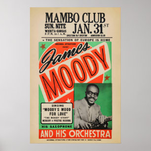 Poster Cartaz de jazz de James Moody - Mambo Club - Wichi