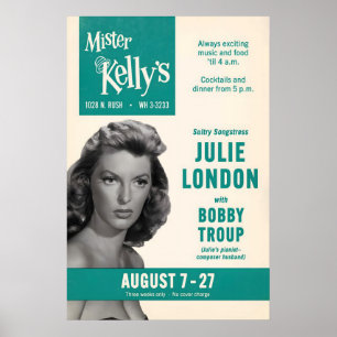 Poster Cartaz de jazz de Julie London - Mister Kelly's