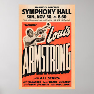 Poster Cartaz de jazz de Louis Armstrong - Satchmo na Sin