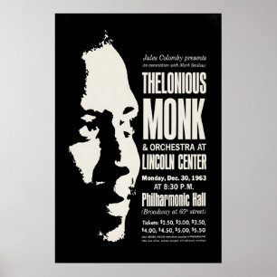Poster Cartaz de jazz de Thelonious Monk - Big Band e Qua