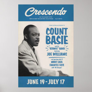 Poster Cartaz de jazz do Count Basie - Ao Vivo no Crescen