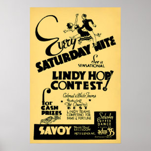 Poster Cartaz de jazz do Savoy - Concurso de Lindy Hop - 