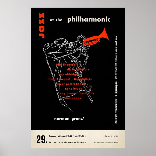 Poster Cartaz de jazz Ella Fitzgerald - Dizzy Gillespie (Frente)