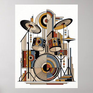 Poster Cartaz de Jazz Geométrico Art Deco