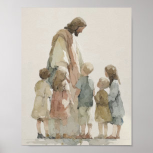Poster Cartaz de Jesus com Crianças