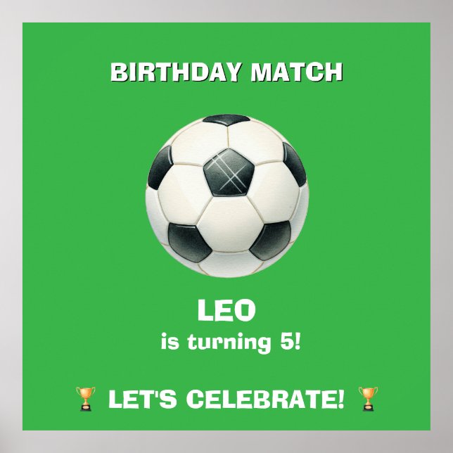 Poster Cartaz de Jogo de Aniversário de Futebol - Letreir (Frente)
