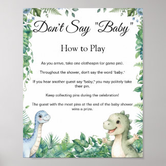 Poster Cartaz de Jogo de Chuveiro de Bebê Dinosaur Don't