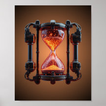 Cartaz de Jogo Neon de Ampulheta de Mecha Cyberpun