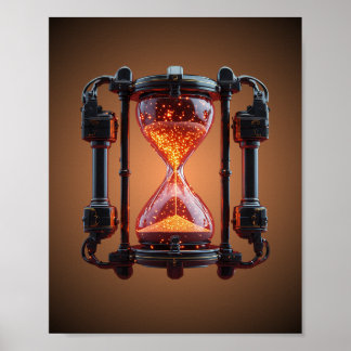 Poster Cartaz de Jogo Neon de Ampulheta de Mecha Cyberpun
