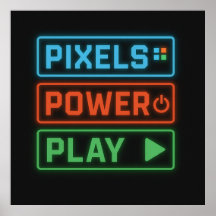 Cartaz de Jogos – Arte Neon Pixels Power Play para