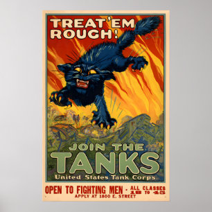 Poster Cartaz de Junte-se aos Tanques - Primeira Guerra M