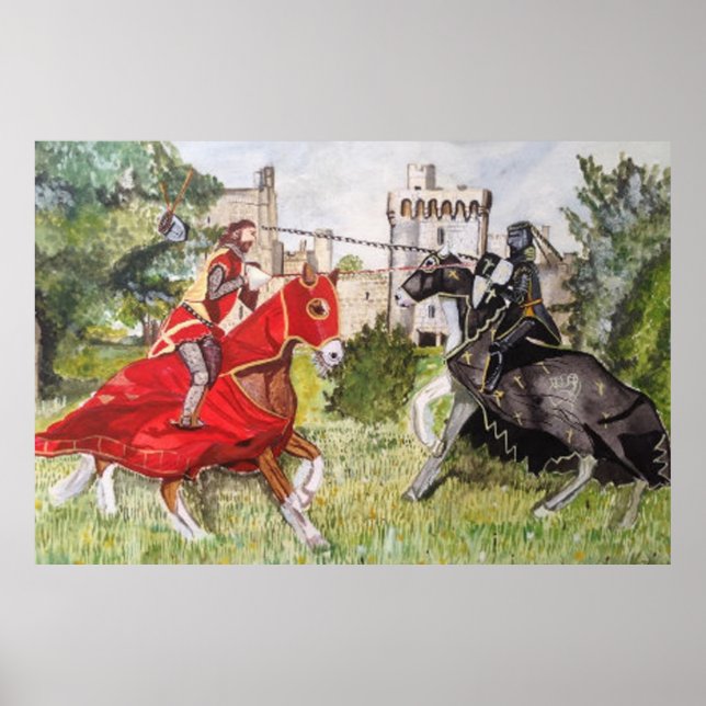 Poster Cartaz de Justa Medieval contra um Castelo (Frente)