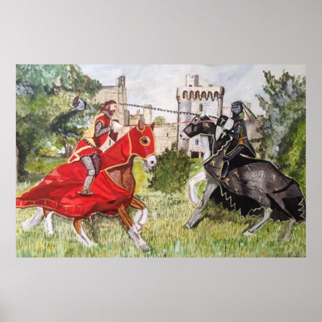 Poster Cartaz de Justa Medieval contra um Castelo (Frente)