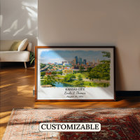 Cartaz de Kansas City Kansas, Aquarela, Personaliz