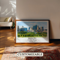 Cartaz de Kansas City Kansas, Aquarela, Personaliz