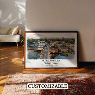 Poster Cartaz de Kennebunkport Maine, Aquarela, Personali