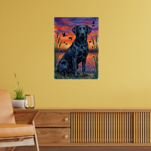 Poster Cartaz de Labrador Preto em Aquarela