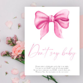 Poster Cartaz de laço rosa - Não diga bebê