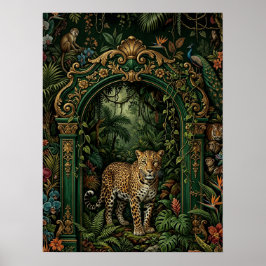 Poster Cartaz de Leopardo de Decoração Maximalista