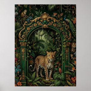 Poster Cartaz de Leopardo de Decoração Maximalista