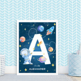 Poster Cartaz de Letra 'A' de Aventura Espacial Personali
