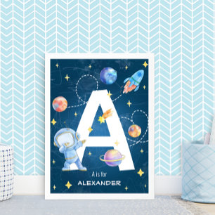 Poster Cartaz de Letra 'A' de Aventura Espacial Personali