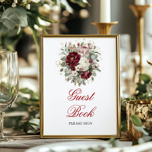 Poster Cartaz de Letreiro de Livro de Visitas Rosa Elegan