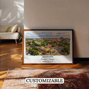 Poster Cartaz de Lexington Kentucky, Aquarela, Personaliz