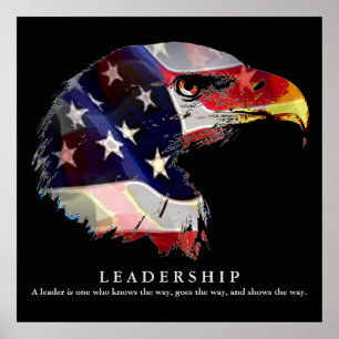 Pôster Cartaz de Liderança Águia Bandeira Americana Pop A