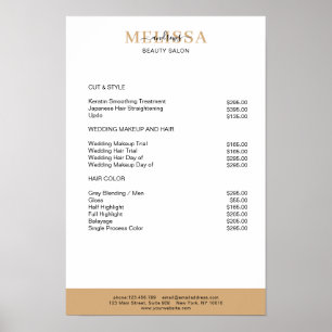 Poster Cartaz de Lista de Preços Bege Branco Moderno