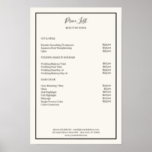 Poster Cartaz de Lista de Preços Bege Preto Simples