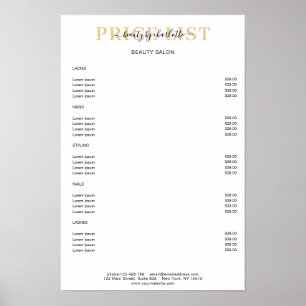 Poster Cartaz de Lista de Preços Branco Moderno