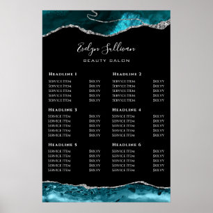 Poster Cartaz de Lista de Preços de Ágata Prata Verde