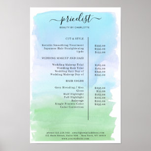 Poster Cartaz de Lista de Preços de Aquarela Moderna