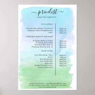 Poster Cartaz de Lista de Preços de Aquarela Moderna