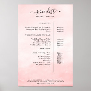 Poster Cartaz de Lista de Preços de Aquarela Moderna