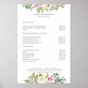 Poster Cartaz de Lista de Preços de Flores Modernas