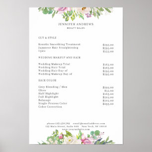 Poster Cartaz de Lista de Preços de Flores Modernas