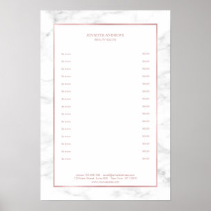 Poster Cartaz de Lista de Preços de Mármore Branco Elegan