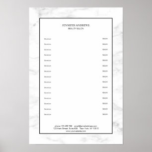 Poster Cartaz de Lista de Preços de Mármore Branco Elegan